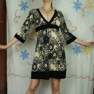 Deep V Neck Babydoll Dress, S/M